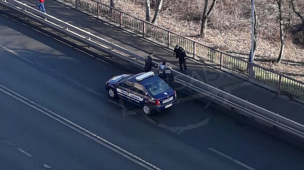 FOTOGALERIE. Sătmăreancă salvată de Poliția Locală pe Podul Golescu