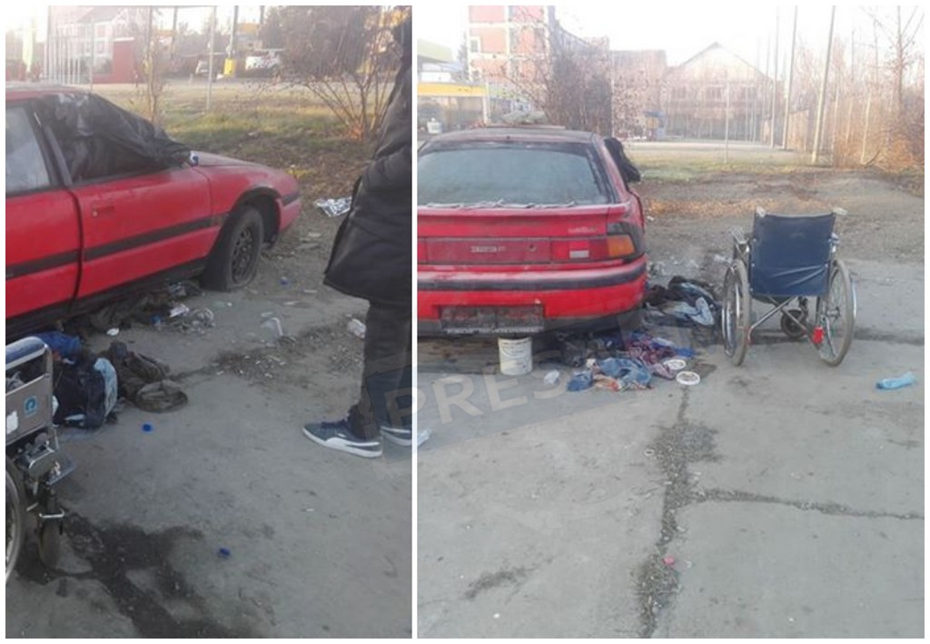 FOTO. Viața tristă a sătmăreanului care doarme într-o mașină, sub pod