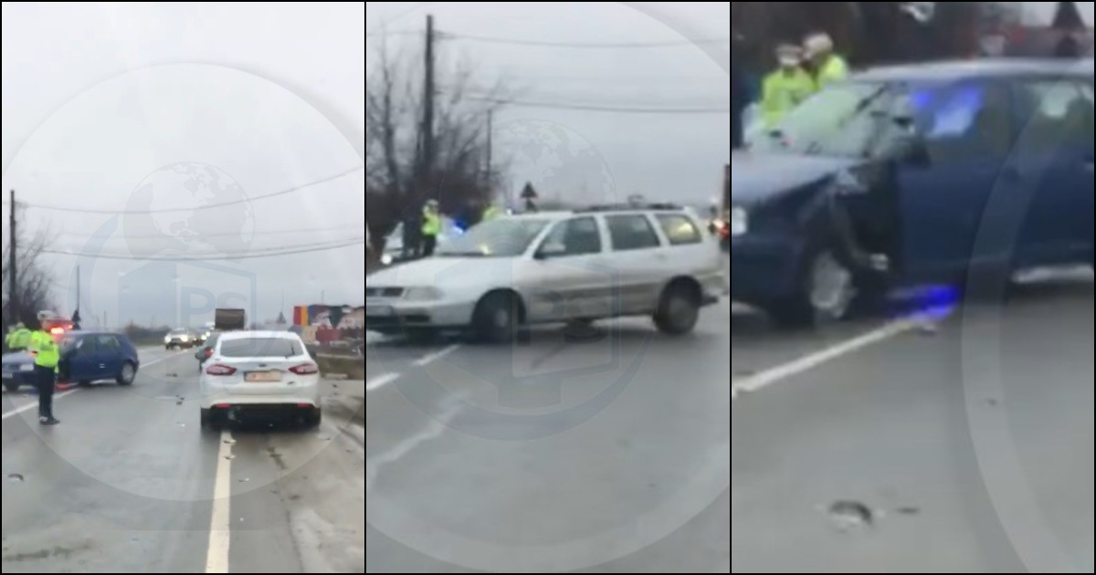 FOTO/VIDEO. Accident rutier pe DN19, la ieșire din Satu Mare. Două mașini implicate