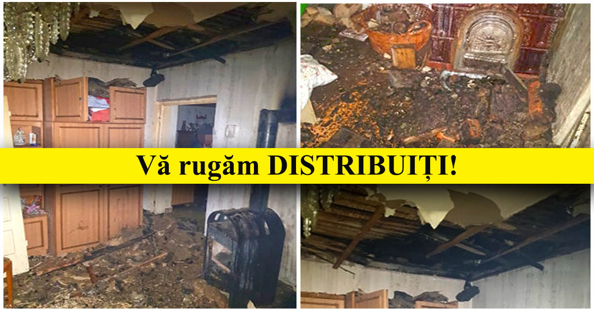 FOTO. Să ajutăm o mamă, cu trei copilași, a căror casă a ars parțial în județul Satu Mare