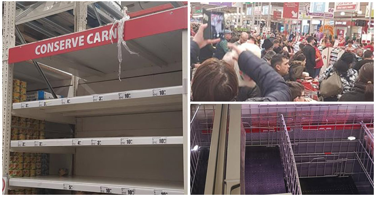 FOTO. Românii au luat cu asalt supermarket-urile. Ministrul Sănătății face apel la calm