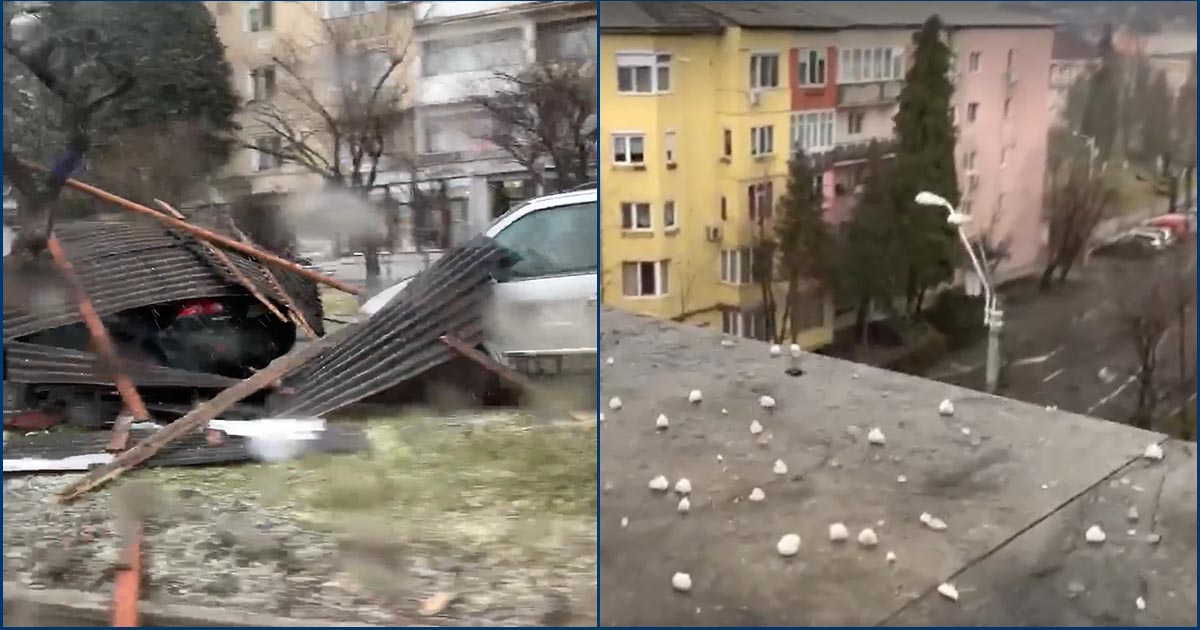 FOTO/VIDEO. Satu Mare a scăpat. Baia Mare a avut mai puțin noroc: Grindină și vânt puternic