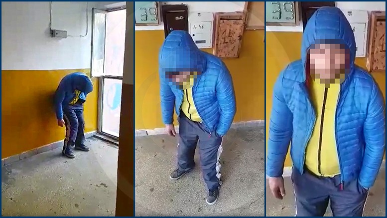 VIDEO. Un drogat, municipiul în Satu Mare. Zombie în plină zi, într-un bloc din Micro 14