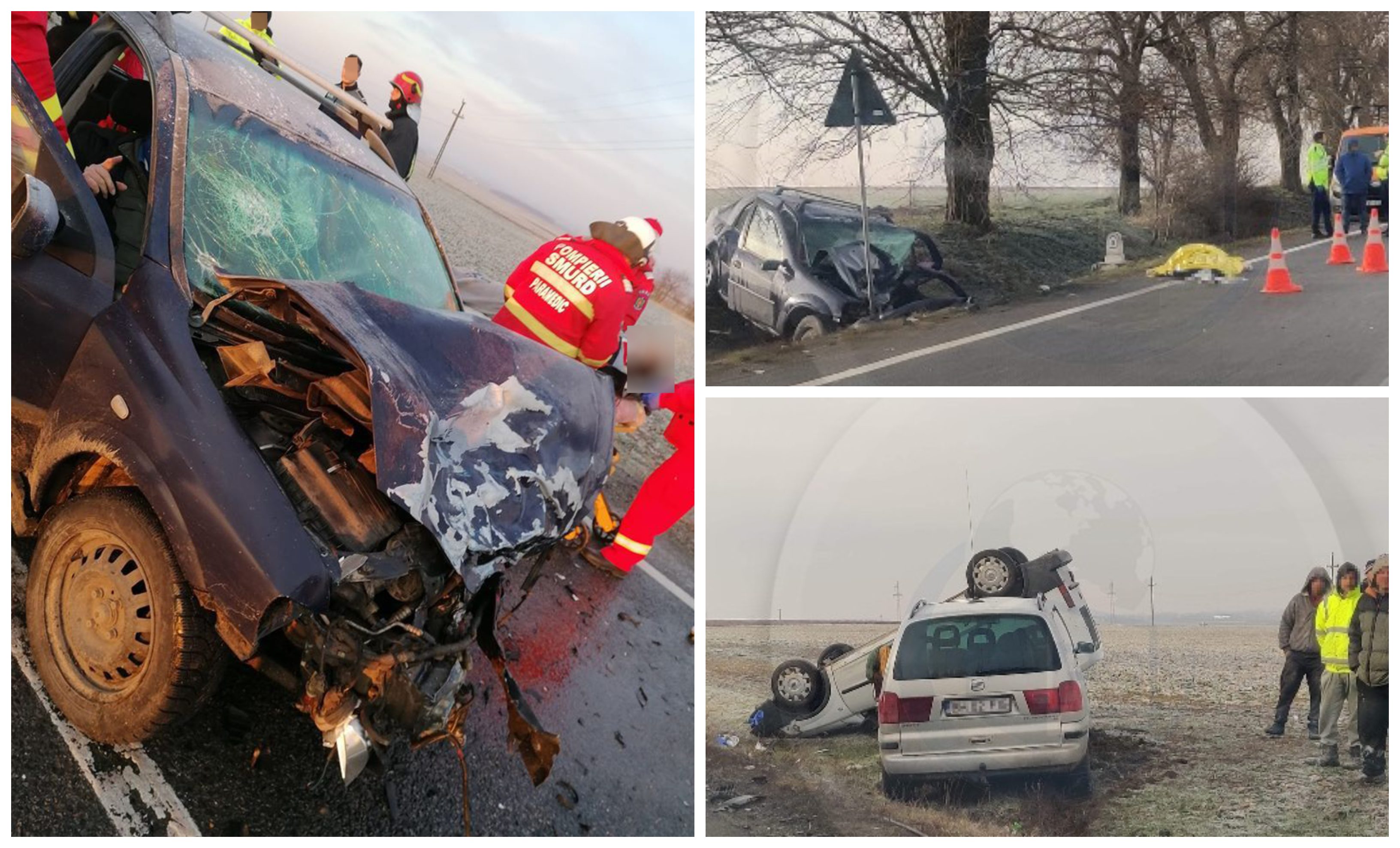 FOTO. Filmul tragedie de pe DN19, cu un mort, șase răniți și patru mașini avariate