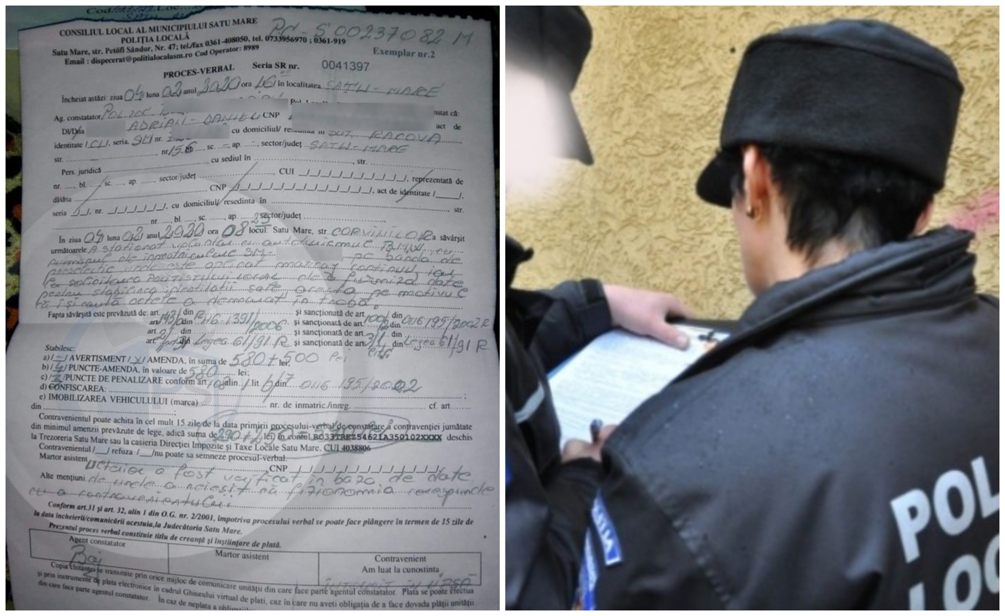 FOTO. Sătmărean din Franța, amendat că a fugit de Poliția Locală...în Satu Mare