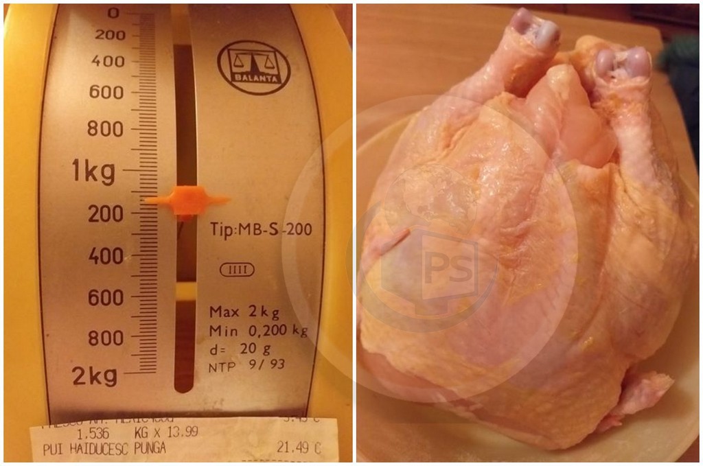 FOTO. ”Oferta” zilei: puiul care slăbește de la 1,5 la 1,2 kg. De la raft până la casă