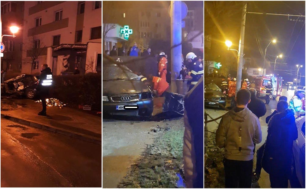 VIDEO. Accident mortal. Un șofer a lovit un pieton, apoi s-a oprit cu mașina în stâlp