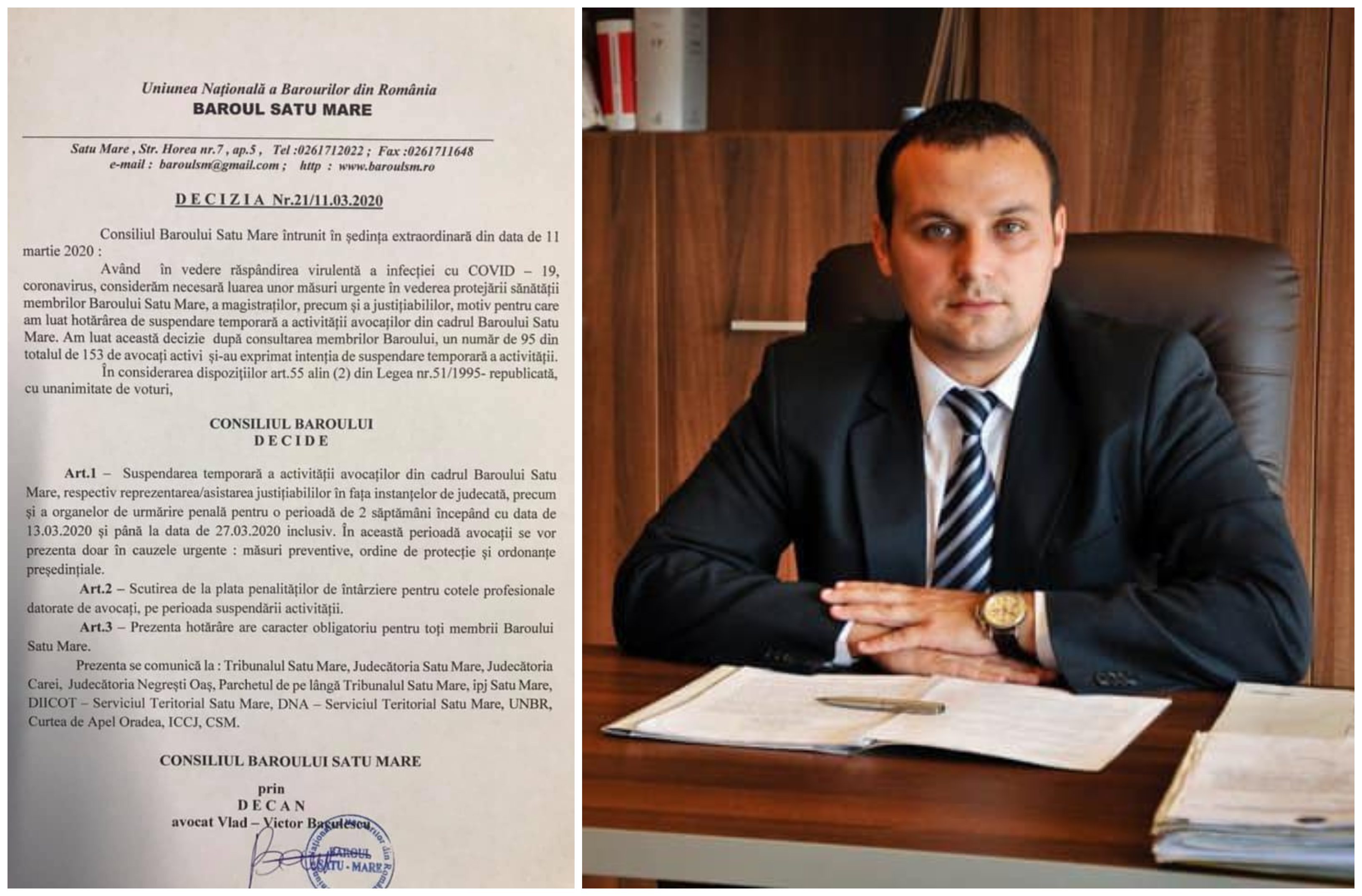 Efectele COVID 19: Avocații din județul Satu Mare își suspendă activitatea