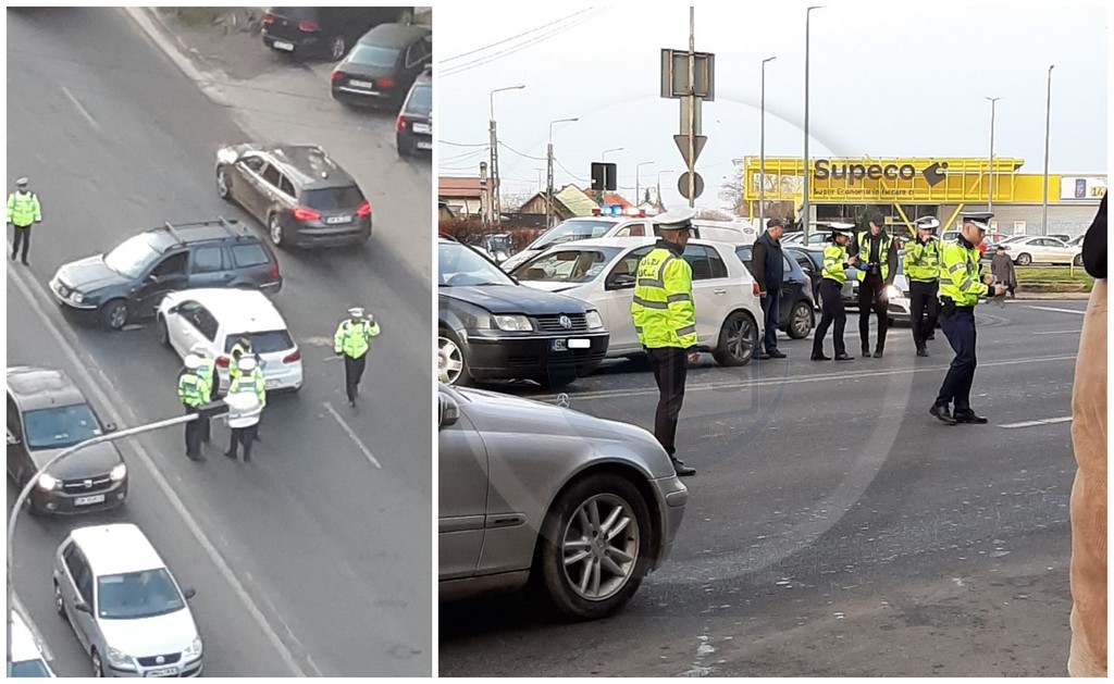 FOTOGALERIE. Accident și trafic blocat în cea mai aglomerată zonă a Sătmarului