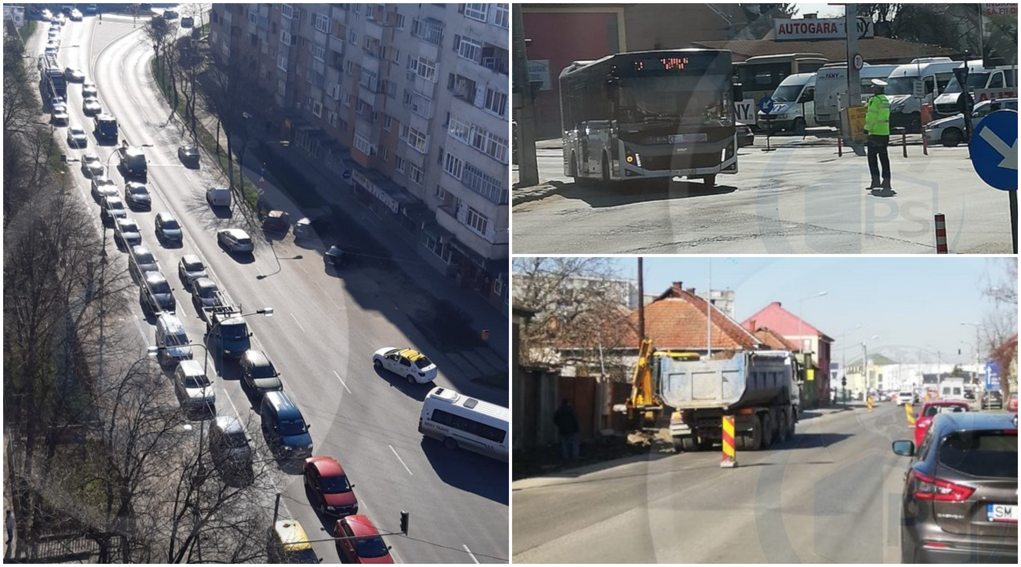 FOTOGALERIE. Aglomerație la Burdea și B-dul Goga. Cozi de sute de mașini, au început lucrările