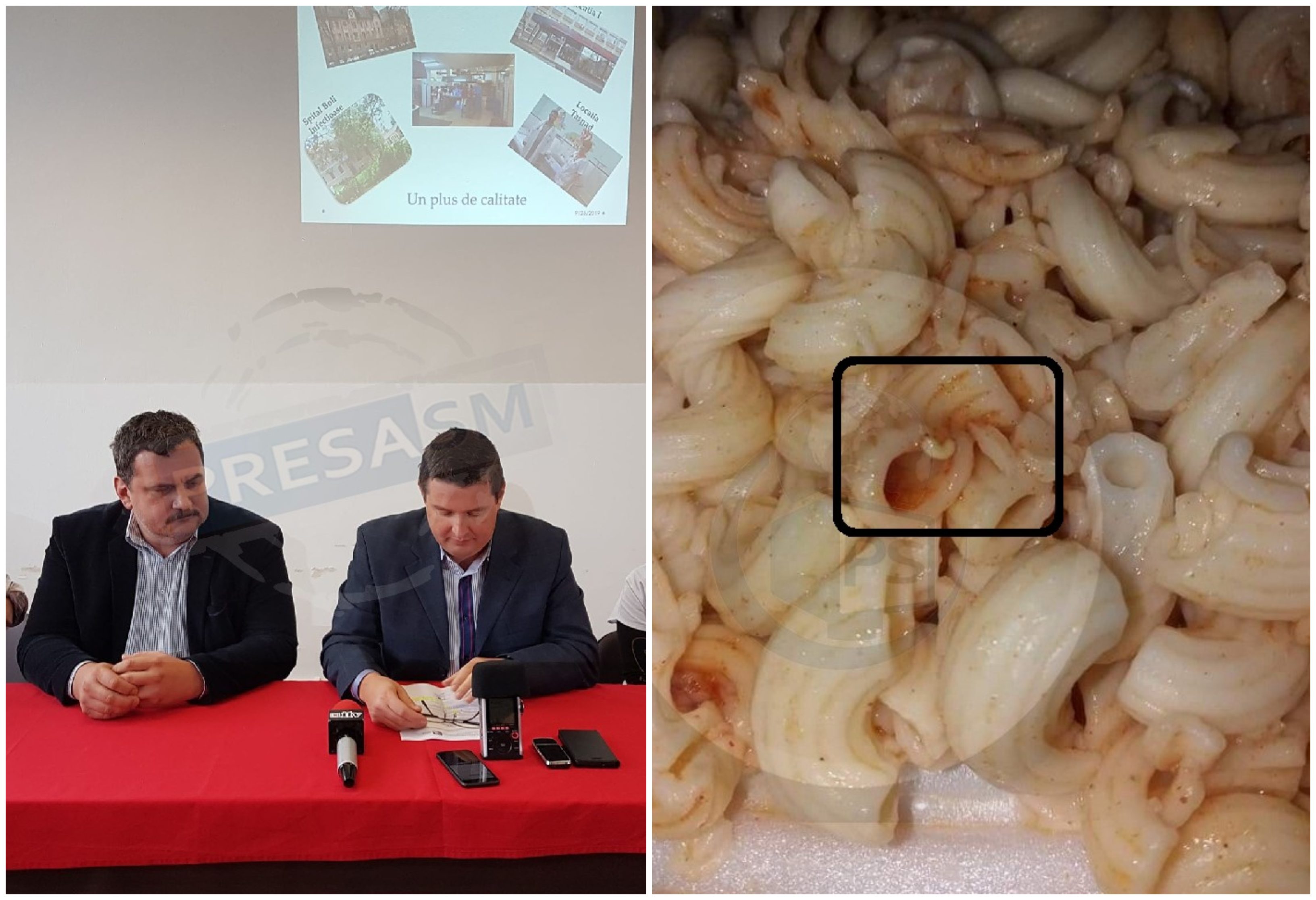 FOTO. Anchetă de urgență la Spitalul Județean după macaroanele cu viermi, servite la meniu