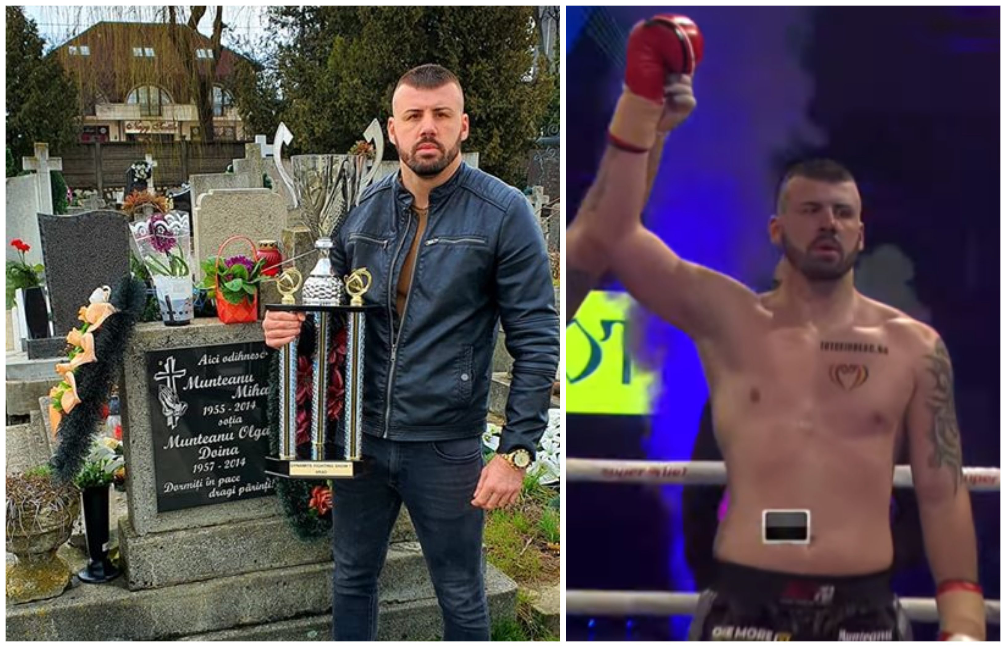 FOTO. Campionul Marius Munteanu, cu trofeul la mormântul părinților: ”Le mulțumesc”