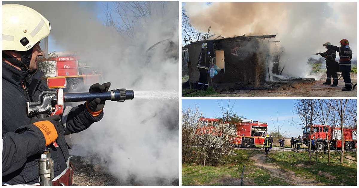FOTOGALERIE. Casă făcută scrum în județul Satu Mare. Familia a reușit să se salveze