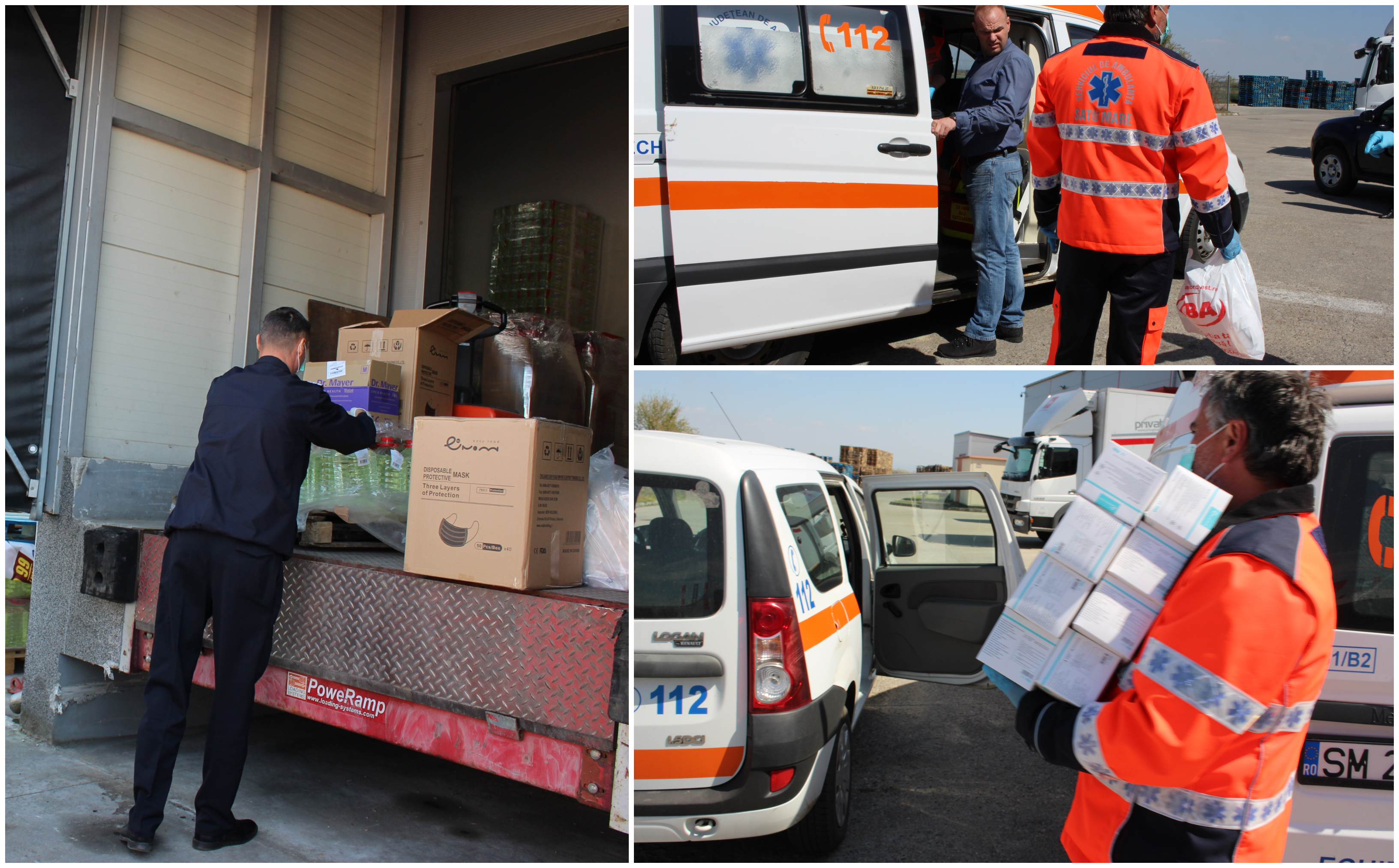 FOTO. Donație impresionantă. Mii de mănuși, viziere, dezinfectanți pentru eroii din linia 1