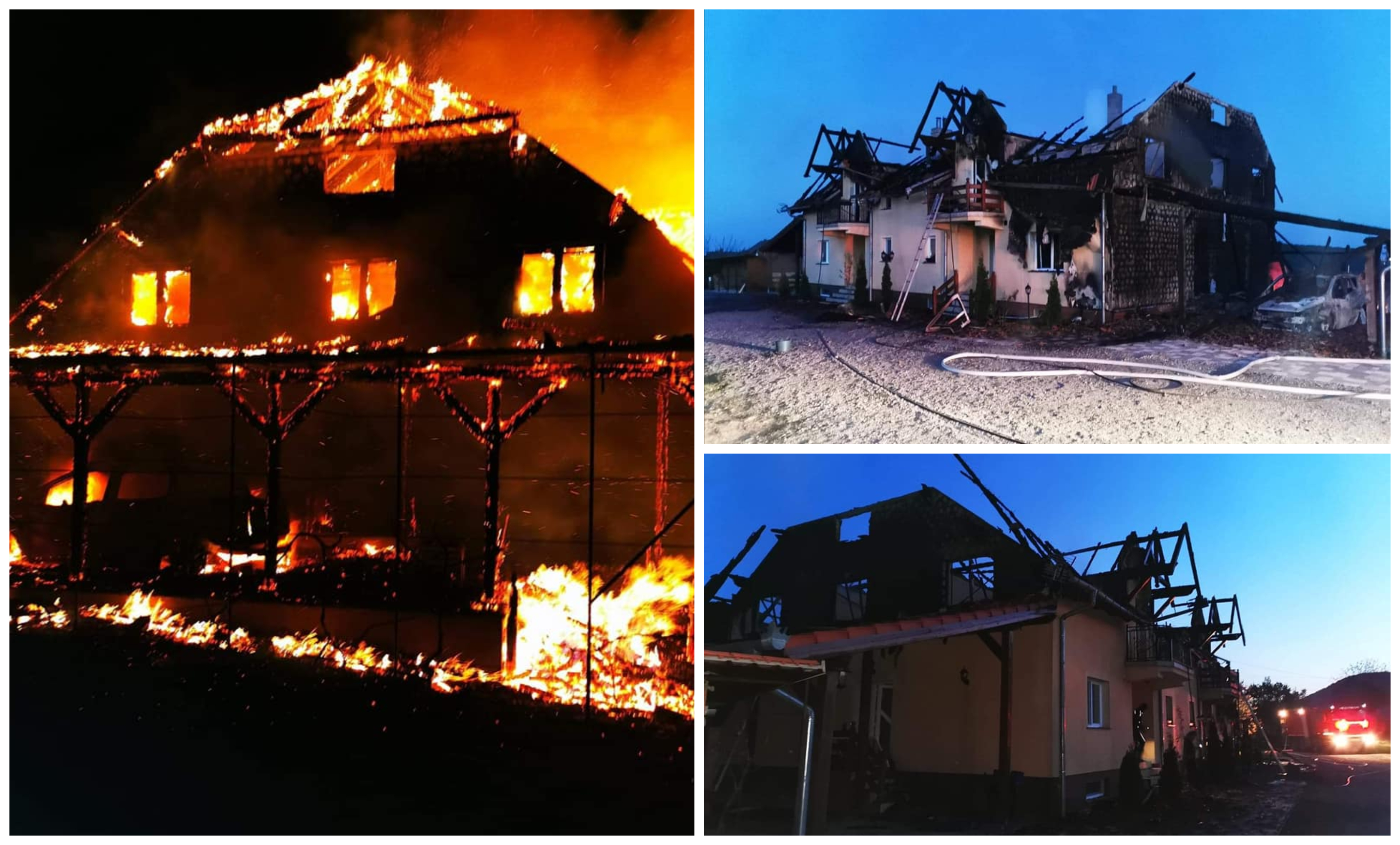 FOTOGALERIE. Incendiu de amploare în județul Satu Mare! Case și o mașină distruse!