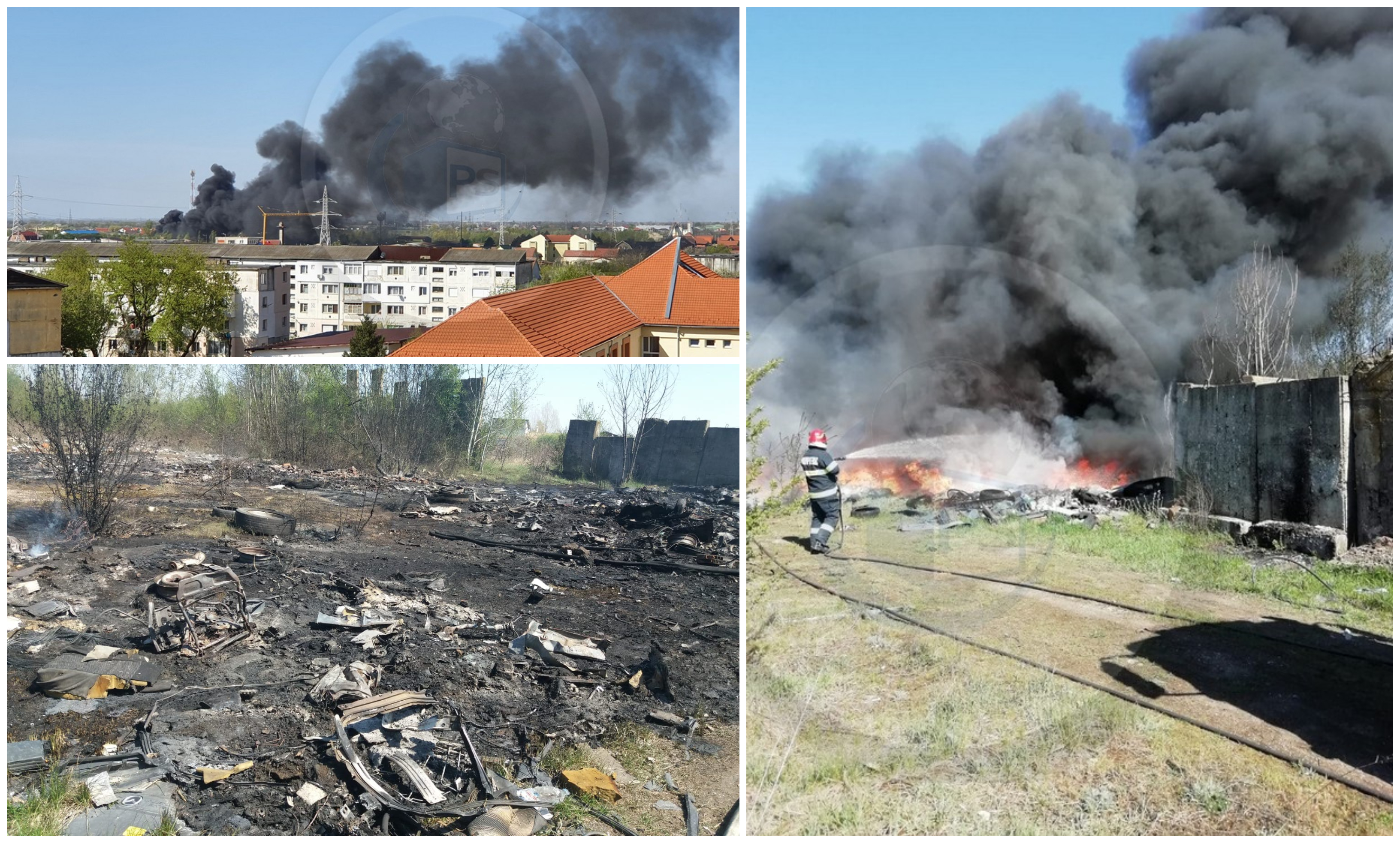FOTO/VIDEO. Incendiul care a acoperit cu fum Satu Mare, pus intenționat