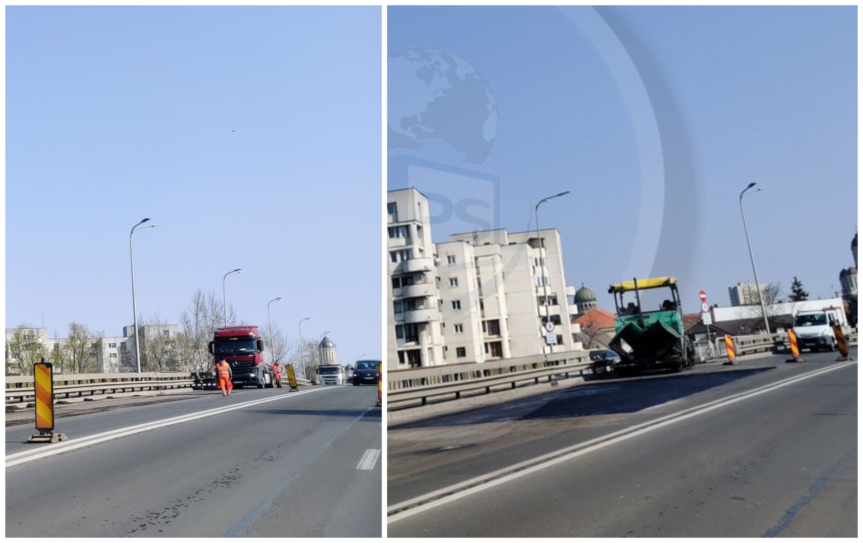 FOTO. Peticire de amploare pe Podul Decebal. Se reface stratul de asfalt