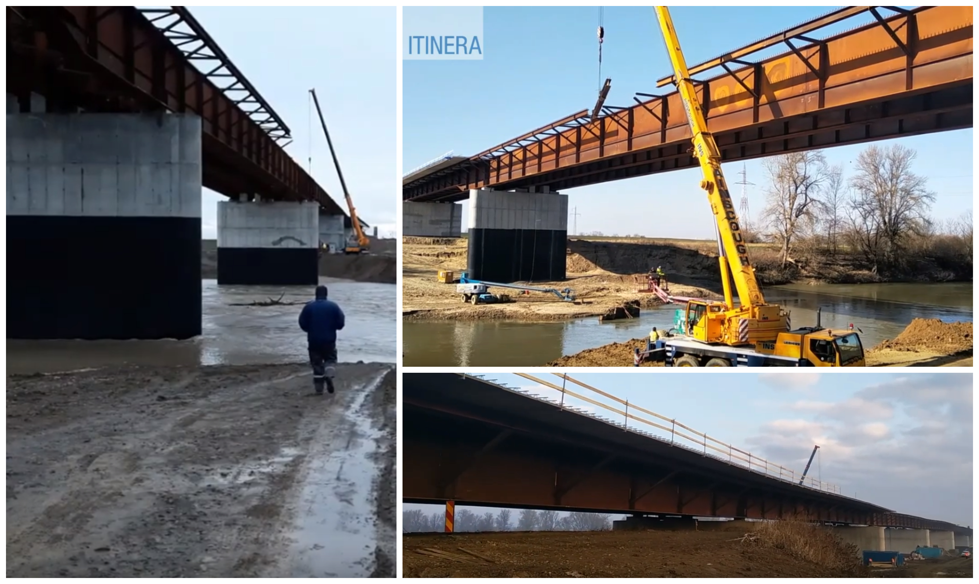 FOTO/VIDEO. Podul peste Someș, în municipiul Satu Mare, tot mai aproape de finalizare