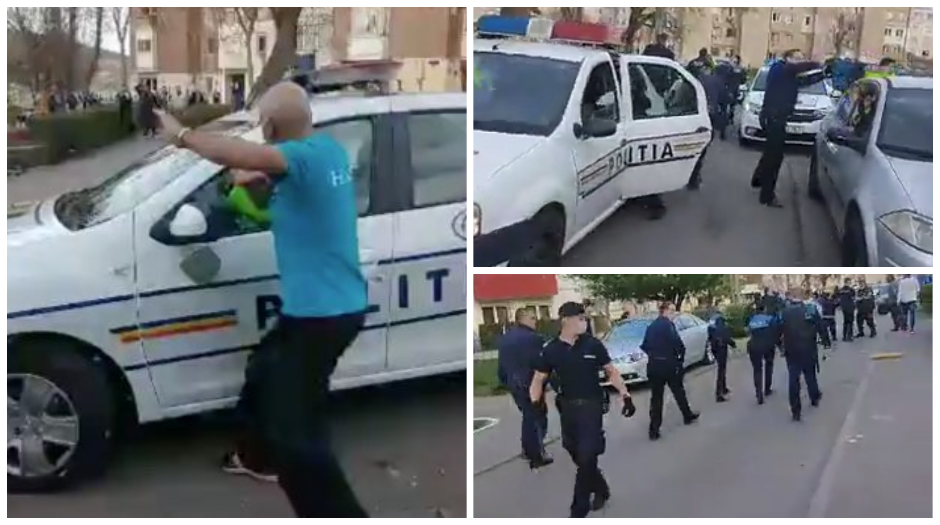 VIDEO. Polițiști/jandarmi puși pe fugă în România. Au scos pistoalele, oamenii au răspuns cu pietre