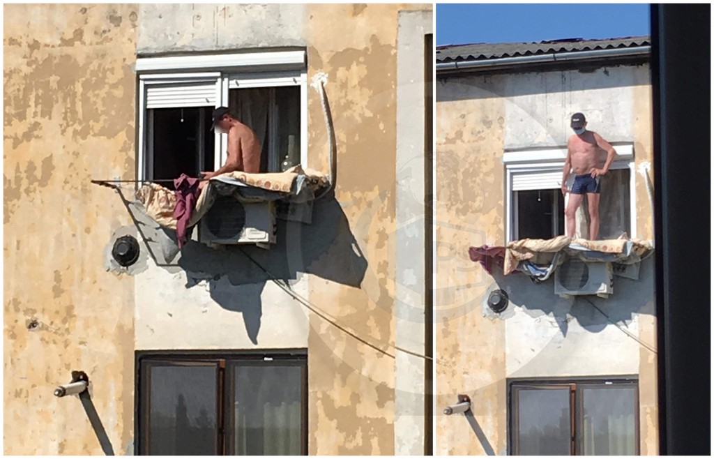 FOTO. Cel mai ”inventiv” sătmărean: plajă pe ”aerul condiționat”, la etajul 4