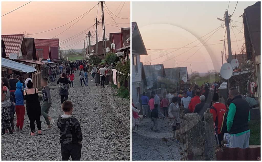 FOTO. Scandal în cartierul de rromi în Tășnad. A intervenit Poliția de urgență