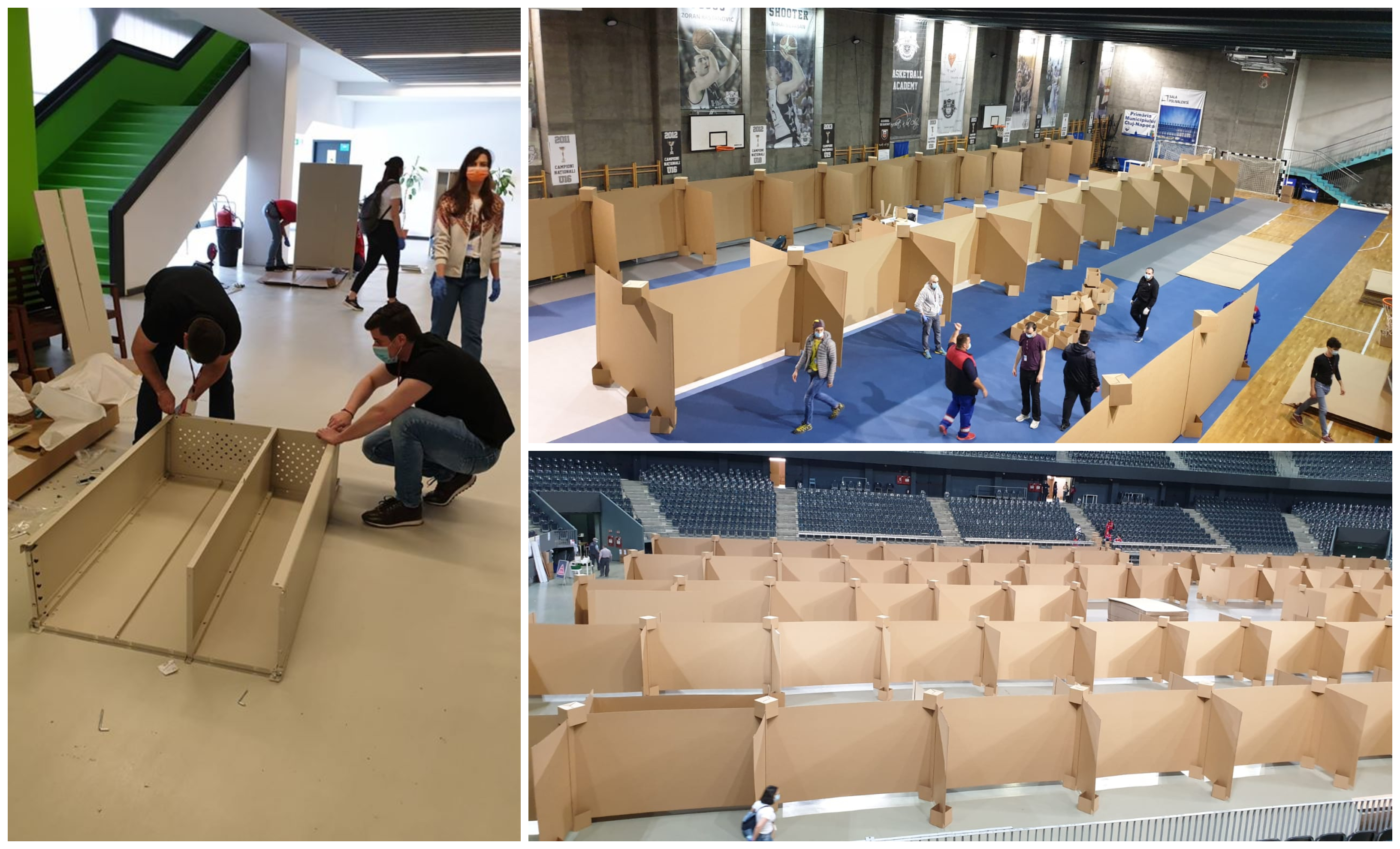 FOTO. Zeci de sătmăreni, voluntari la construirea unității de suport uriașă din Cluj