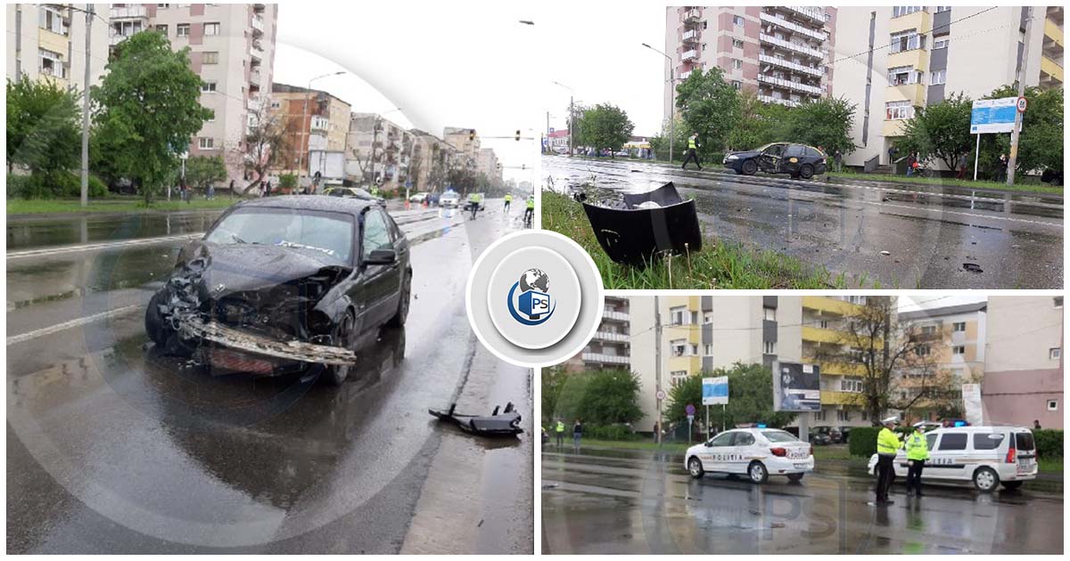 FOTOGALERIE. Accident grav pe Drumul Careiului, între un BMW și un taximetru Skoda