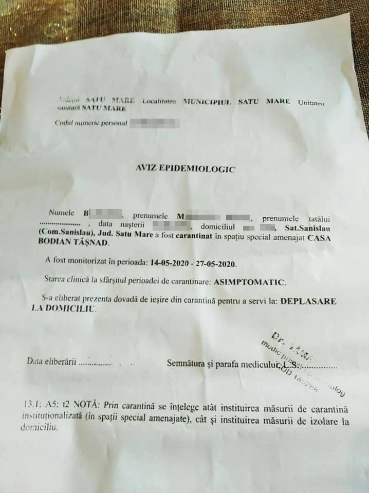 MĂRTURIE. Sătmăreni scoși din carantină fără testare, declarați ”din pix” asimptomatici