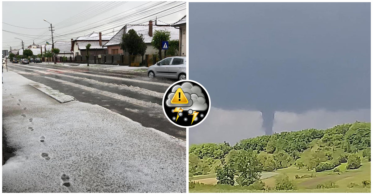 FOTO/VIDEO. Grindină și furtuni în nord-vestul țării. Drumuri acoperite de gheață