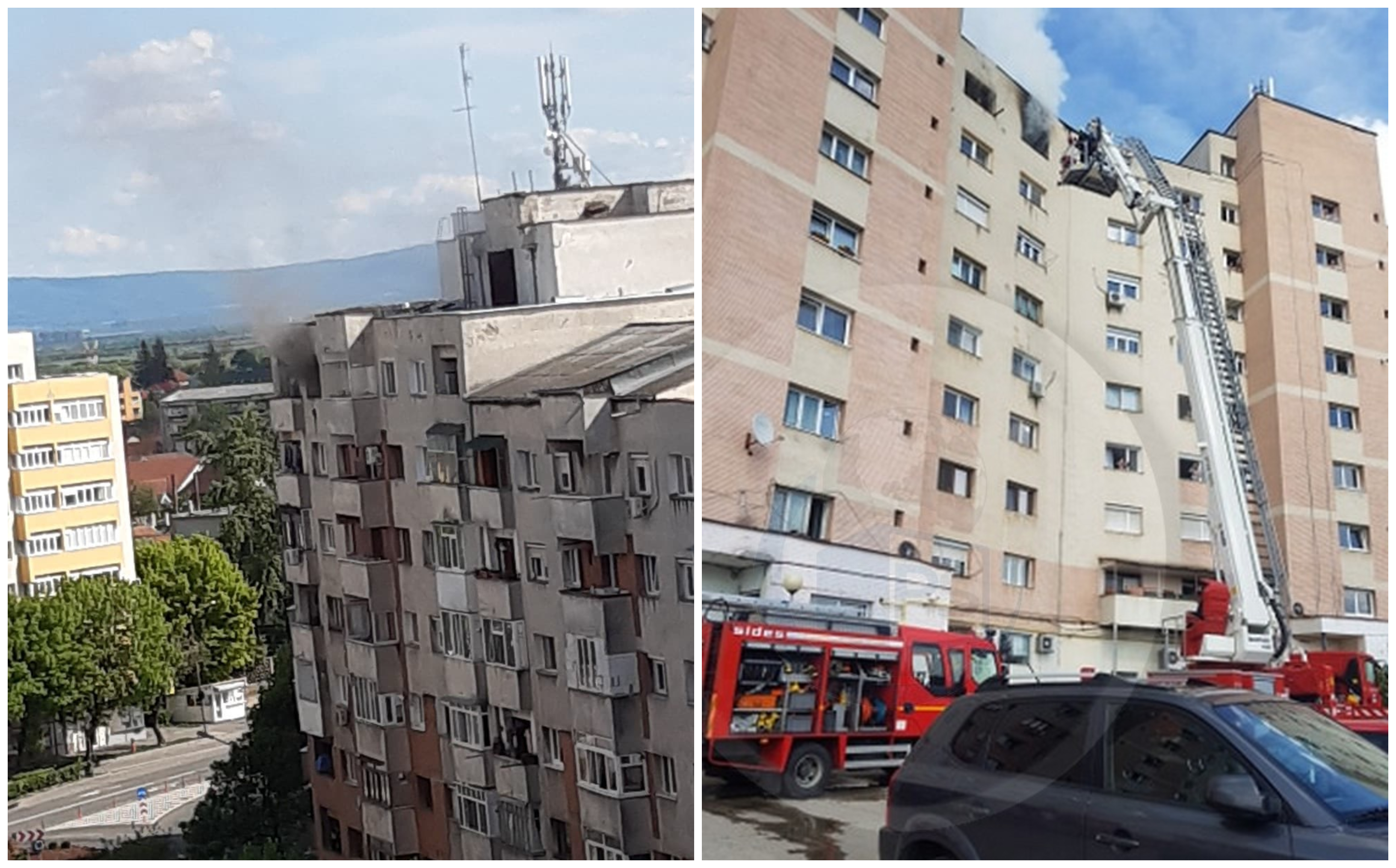 FOTO/VIDEO. Incendiu în Satu Mare, într-un bloc din zona Soarelui! Intervin pompierii