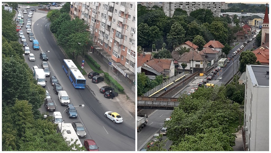 FOTO/VIDEO. Trafic infernal pe B-dul Goga/intersecția Burdea. Cozi, claxoane și mulți nervi