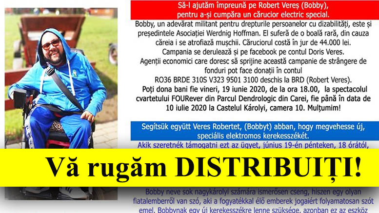 Să-l ajutăm împreună pe Bobby! Robert are nevoie de un cărucior electric special