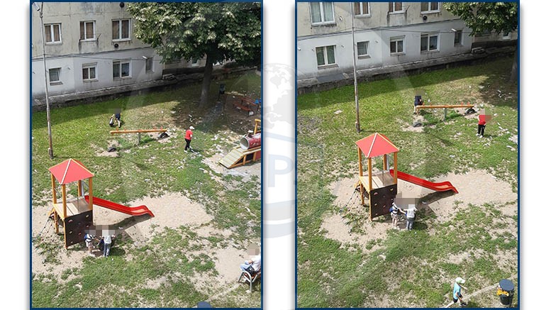 FOTO/VIDEO. Locul de joacă, plin de gunoaie. Cei mici s-au pus și au făcut curat