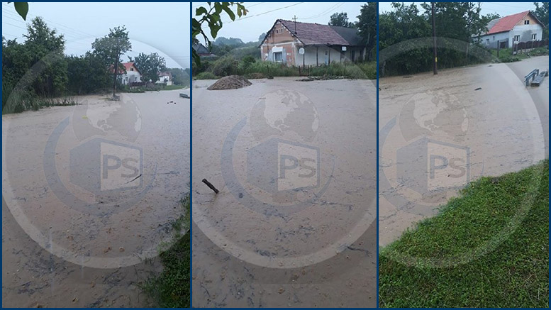 FOTO/VIDEO. Inundații la Homorodu de Jos. Apa a ajuns pe mai multe străzi