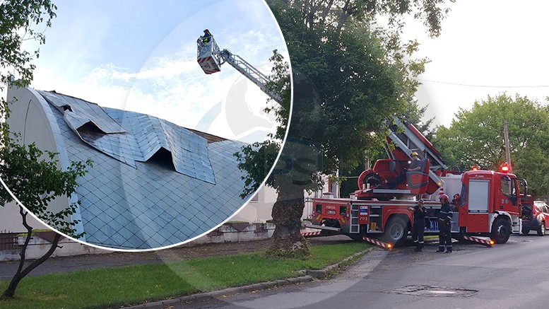 FOTOGALERIE. Acoperișul unei biserici din municipiul Satu Mare, smuls parțial de vânt