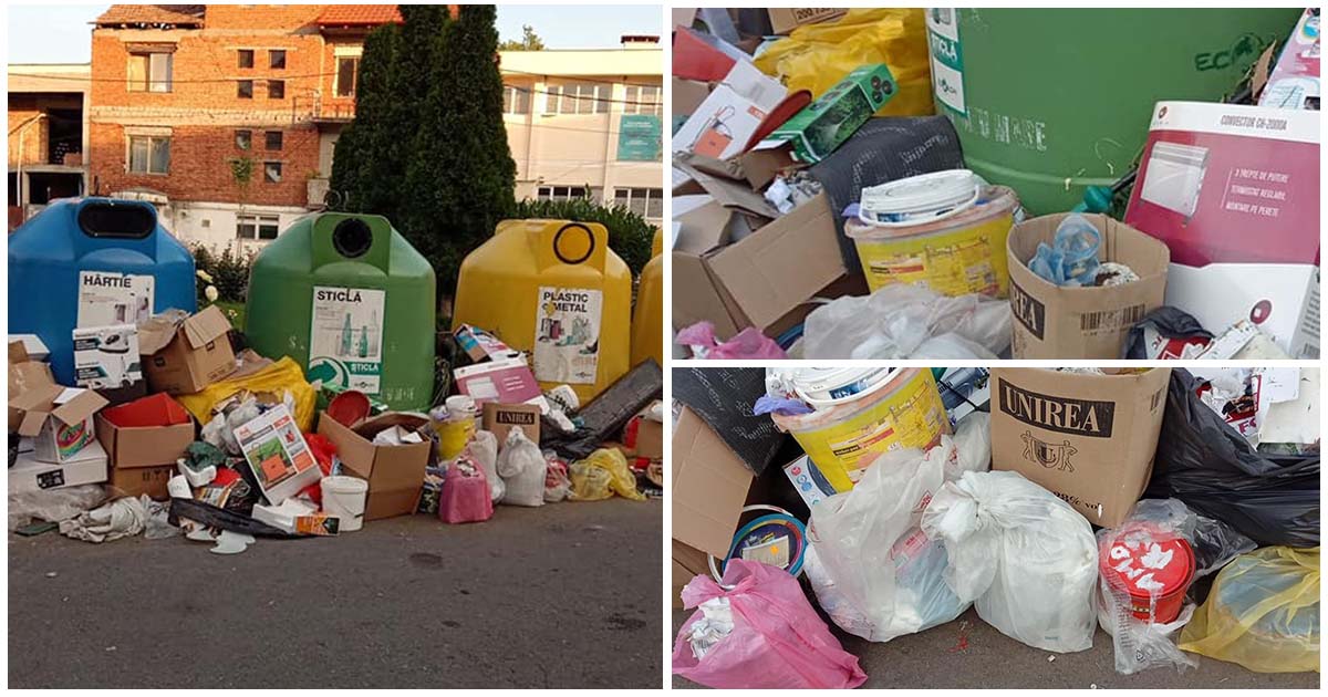 FOTOGALERIE. Bătaie de joc! "Depozit" de gunoaie lângă clopotele pentru reciclare