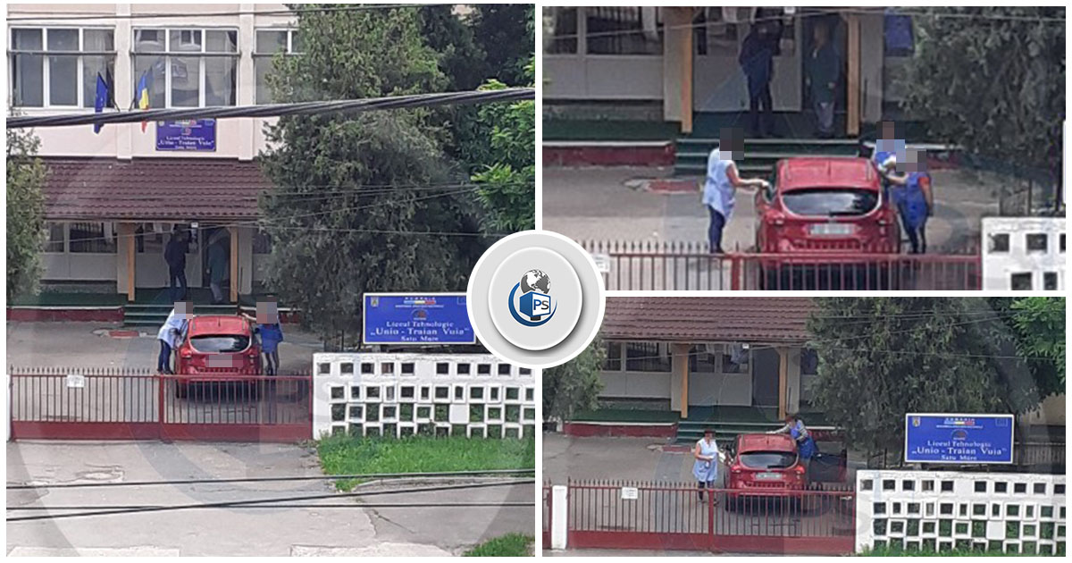 FOTO/VIDEO. Femei de serviciu spală mașina unui director de școală în Satu Mare