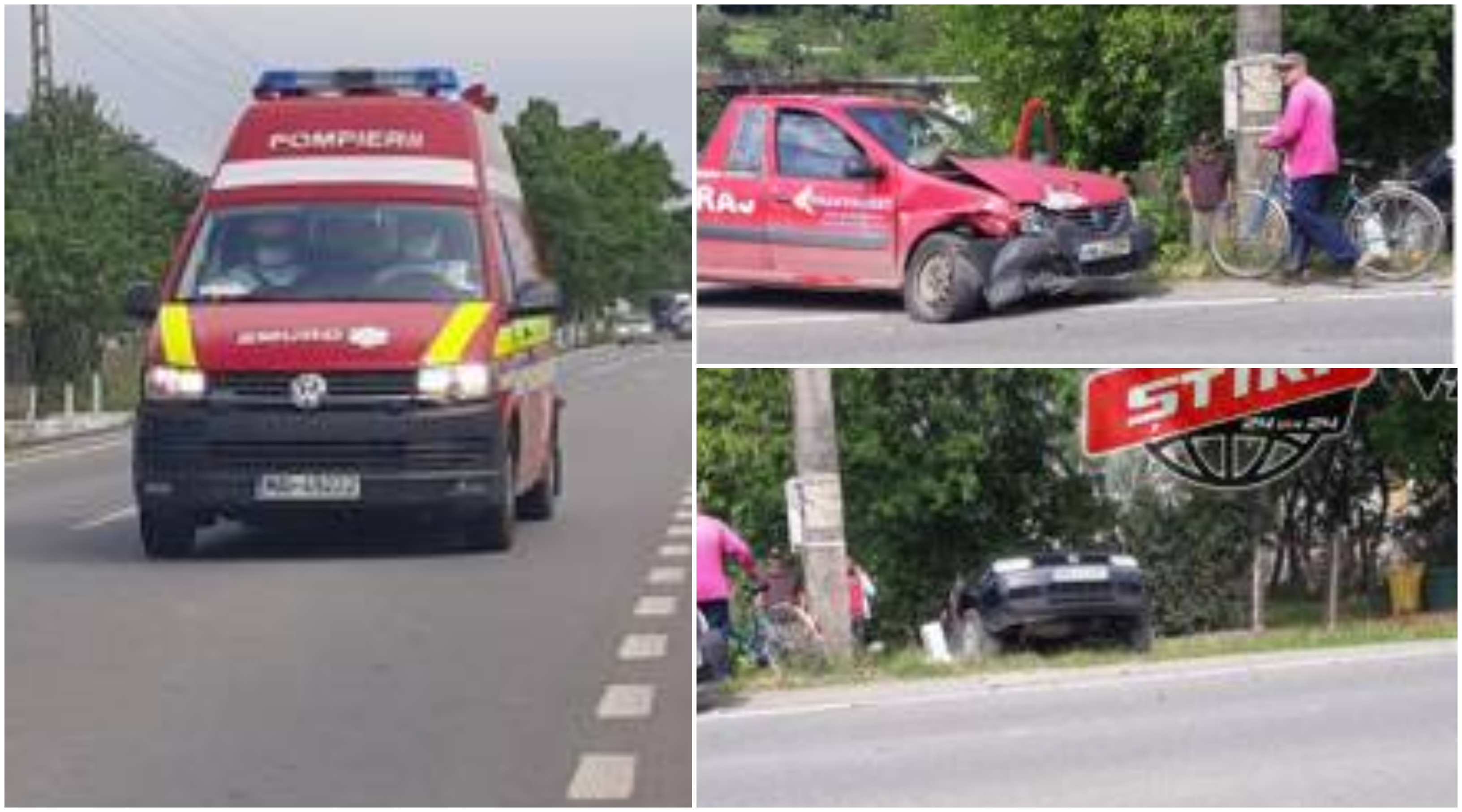 FOTO/VIDEO. Accident pe DN1 C Satu Mare - Baia Mare. Mașină proiectată în șanț