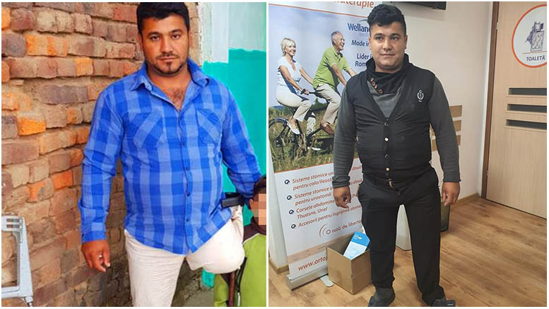FOTO. Sătmăreni generoși. Tânărul care își crește singur băiețelul a primit proteza de care avea nevoie, dar și alte surprize