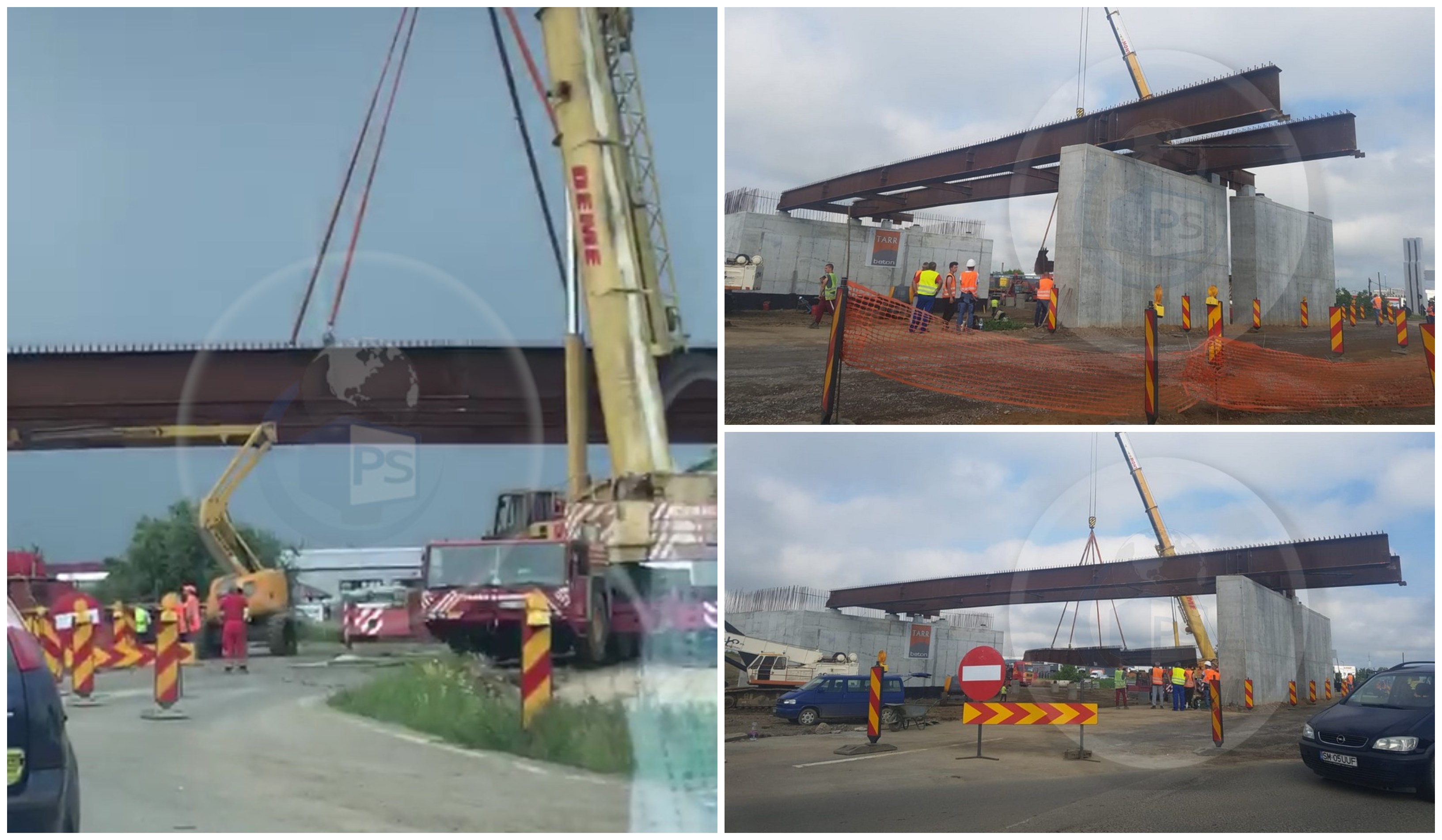 FOTO/VIDEO. Pasarela centurii trece deja peste B-dul Aurel Vlaicu, în municipiul Satu Mare