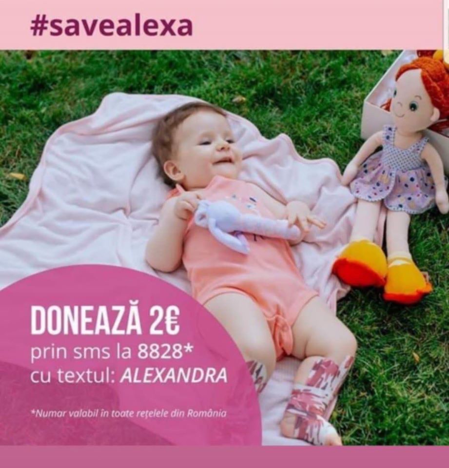 Viața micuței Alexandra (10 luni) depinde de noi! Familia vă cere ajutorul