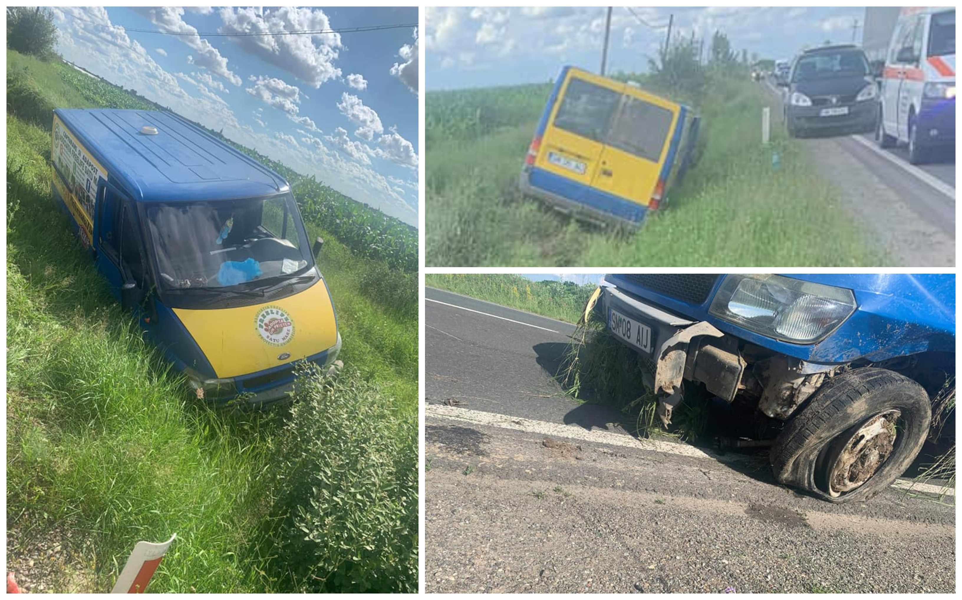 FOTOGALERIE. Voluntarii de la FreeLife, implicați în accident. Mașina a ajuns în șanț