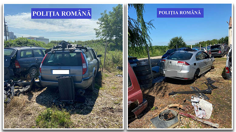 FOTO/VIDEO. Razii ale Poliției Satu Mare la atelierele de dezmembrări auto. Sătmărean arestat