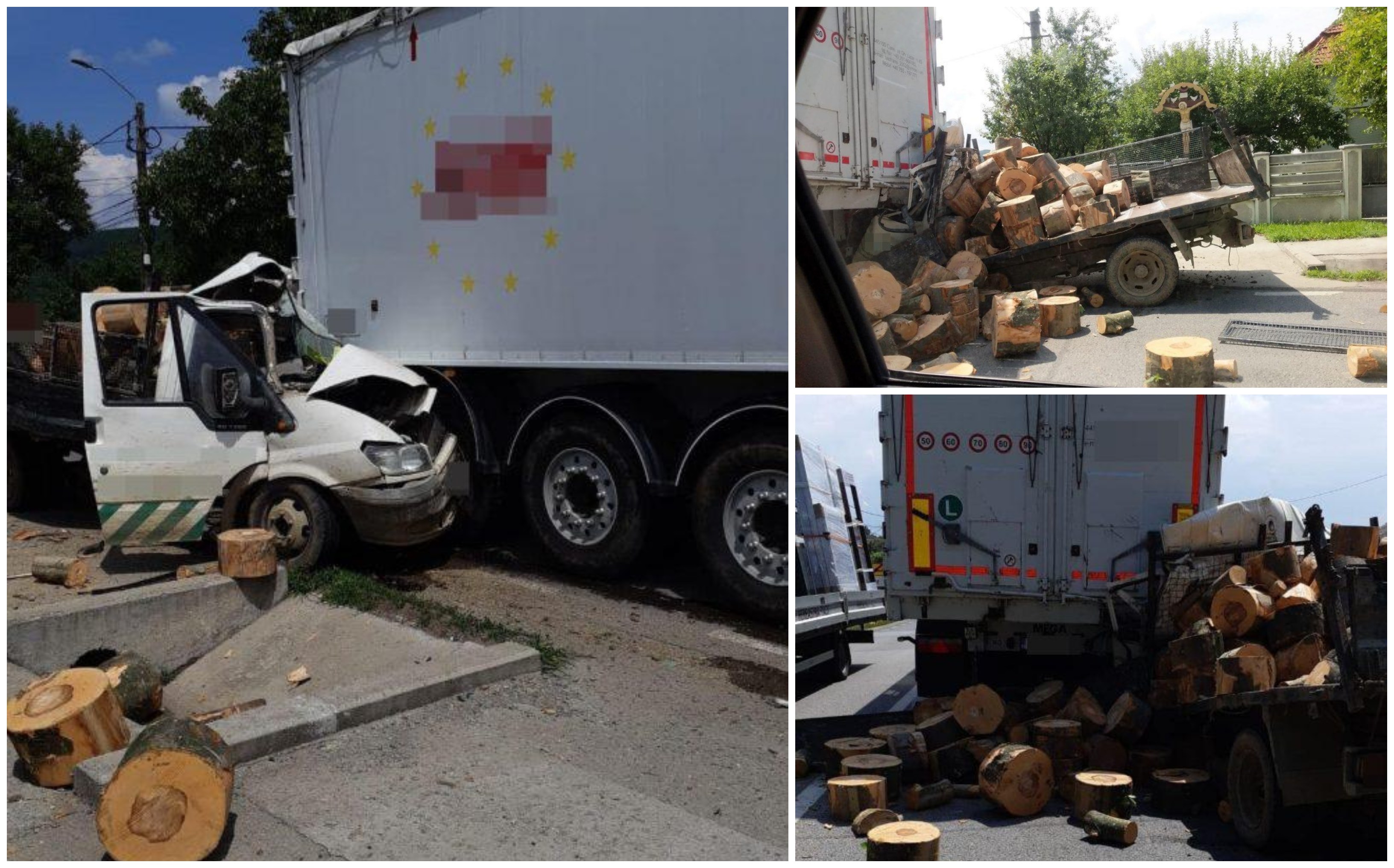 FOTOGALERIE. Accident între o autoutilitară și un TIR înmatriculat în Satu Mare