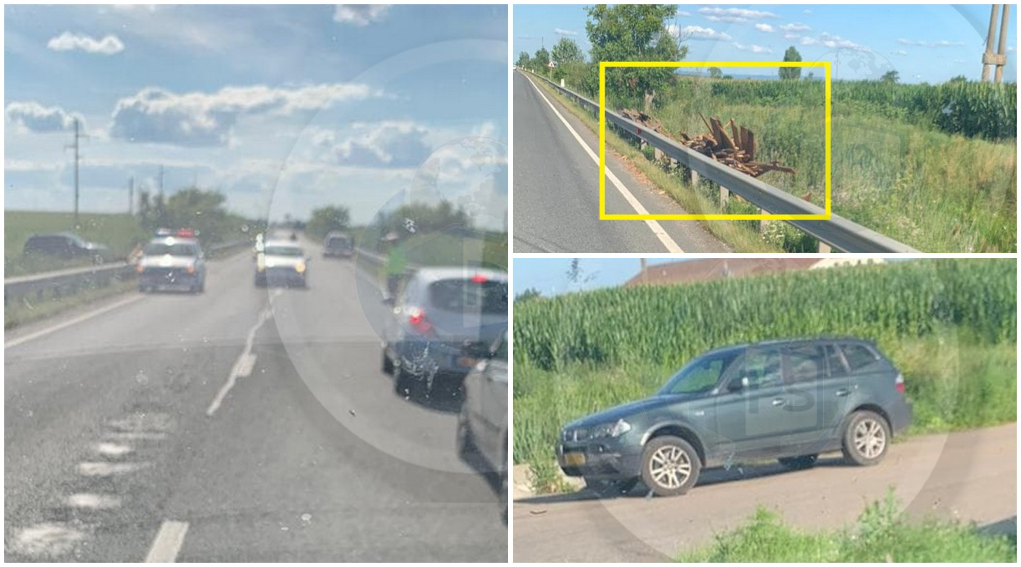 FOTO. Accident pe DN19, între Satu Mare și Carei. Coliziune între un un Ford și BMW
