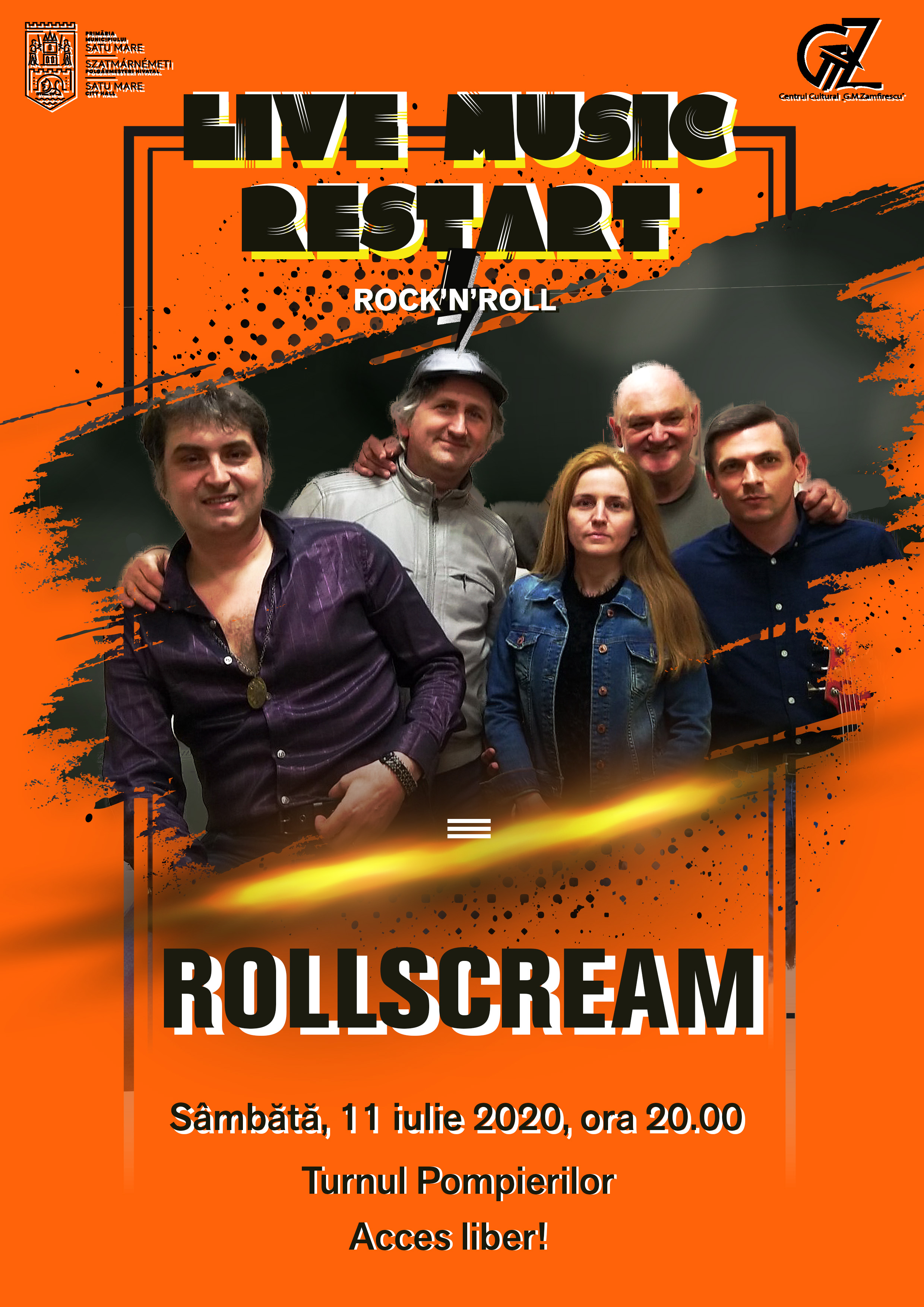 Live Music Restart – concert Rollscream. GRATUIT în aer liber, la Turnul Pompierilor