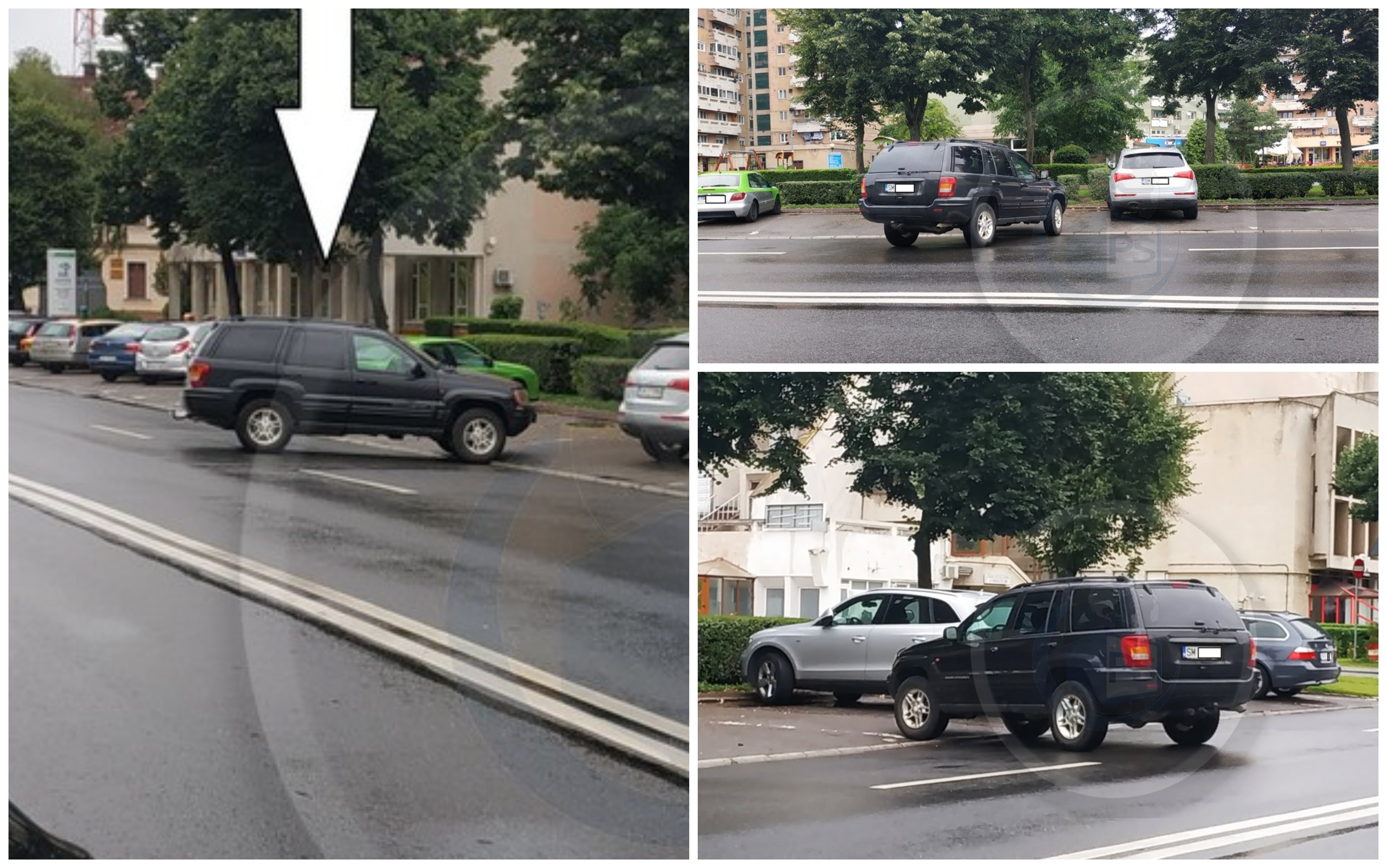 FOTOGALERIE. Un șofer și-a ”parcat” mașina în drum, în centrul Sătmarului