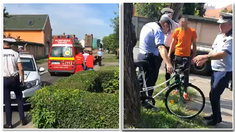 FOTO/VIDEO. Biciclist lovit de un camion în municipiul Satu Mare. Ziua și accidentul