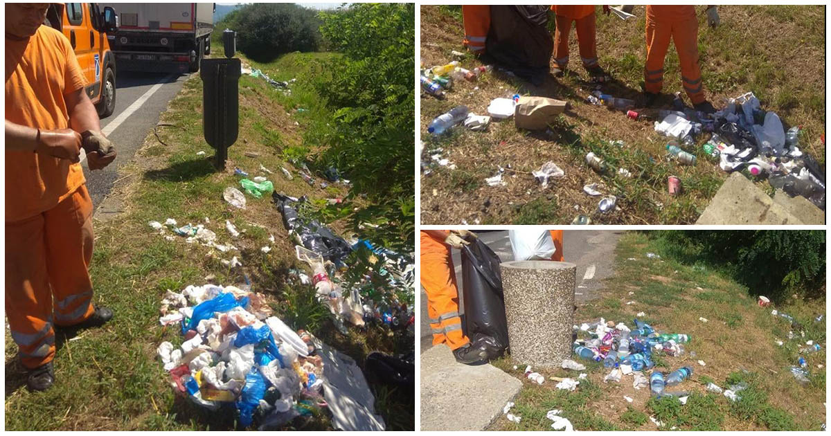 FOTO. Mizerie de nedescris pe marginea soșelelor din județ. Parcările de pe DN1C, igienizate