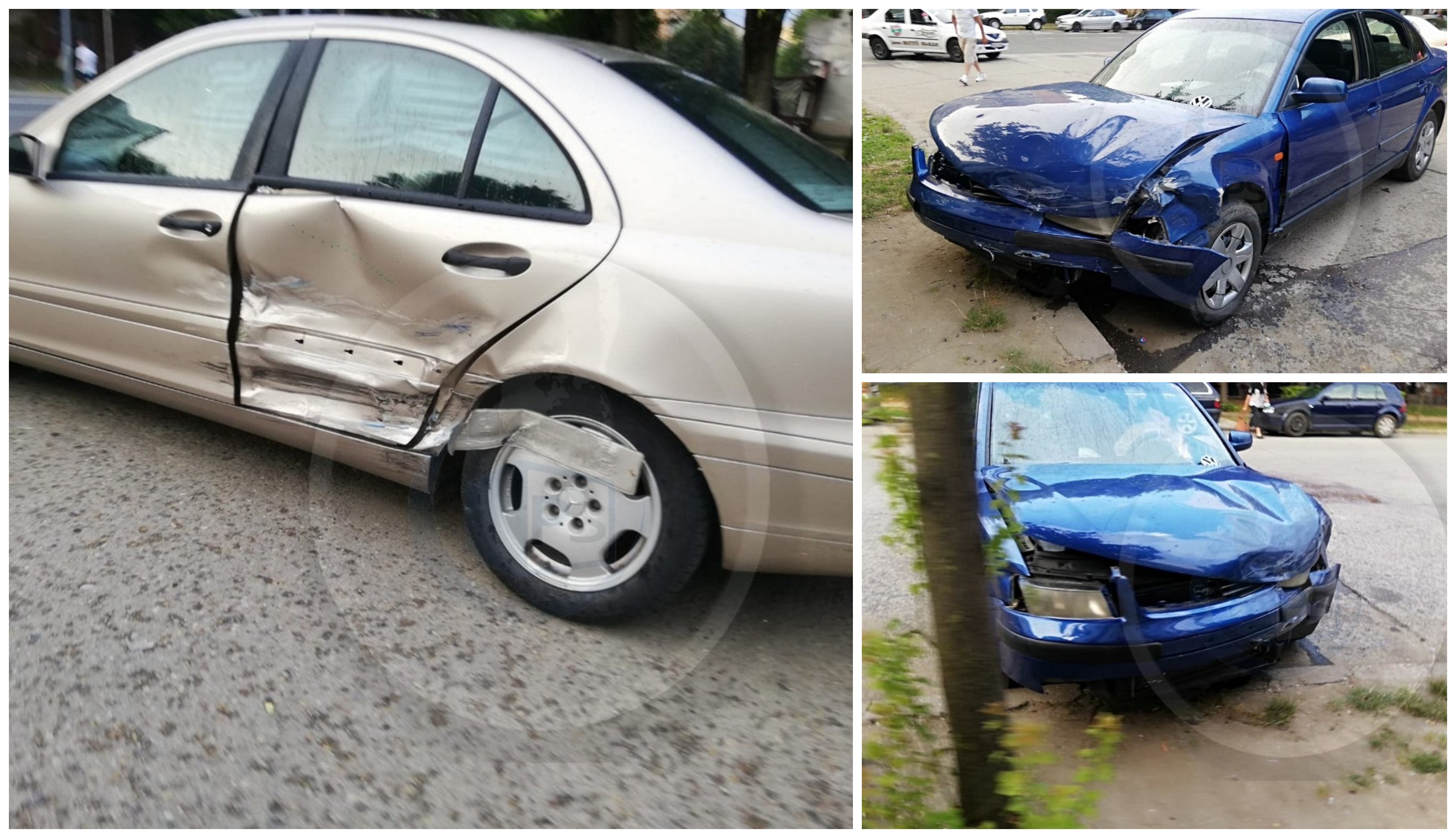 FOTOGALERIE. Accident pe B-dul Independenței din Micro 17. Volkswagen vs. Mercedes